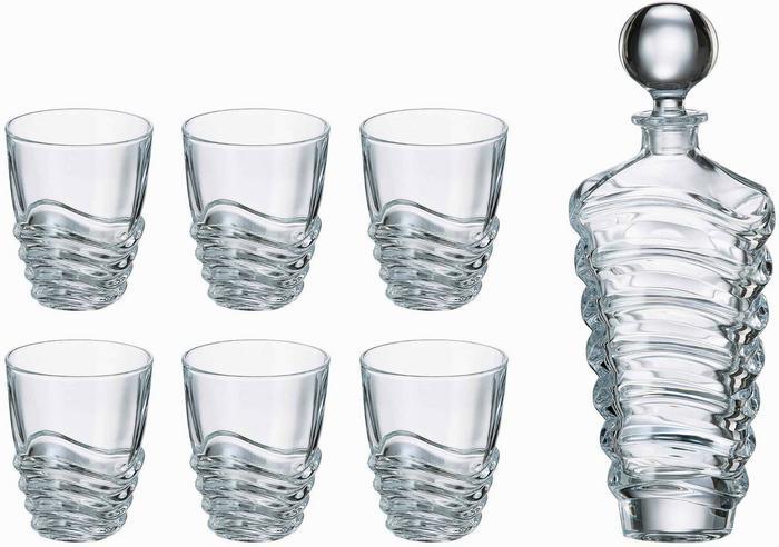 РОЗПРОДАЖ: Набір для віскі Bohemia Wave декантер + 6 склянок (7 предметів)