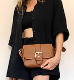 Блакитна жіноча сумка-поштальйонка на плече з коротким ремінцем, фото 4