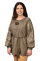 Жіноча блузка вишиванка «Купава» колір хакі