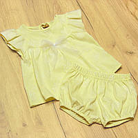 Детский летний костюм р 74 5-7 мес комплект для девочки футболка шорты на лето 4708 Желтый