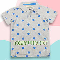 98 2-3 года футболка Polo детское Поло для мальчика детей ребёнку мальчику в горошек 1034 Серый