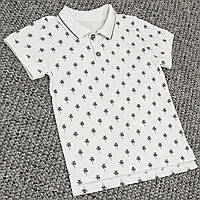 110 (104) 3-4 года футболка Polo детское Поло для мальчика детей ребёнку мальчику с пальмами 4676 Белый