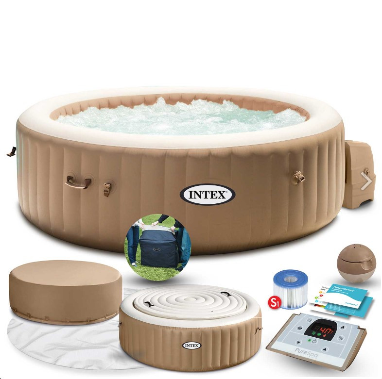 Джакузі Intex 28476 Ø 196 х 71 см надувний СПА басейн 4-місний, аеро-масаж, термо-тент, фото 1