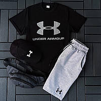 Мужской комплект Under Armour 4в1 (Футболка,шорты,кепка,барсетка) M