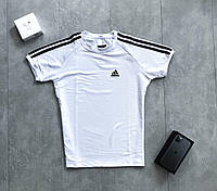 Мужская футболка Adidas с лампасами Белая
