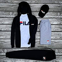Мужской комплект Fila 5 в 1 (Кофта,штаны,шорты,футболка,кепка)