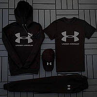 Мужской демисезонный комплект Under Armour 4в1 (Худи, штаны, футболка, кепка)