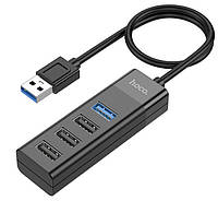 HUB адаптер HOCO USB Easy mix HB25 USB3.0, 3USB2.0, черный - Вища Якість та Гарантія!