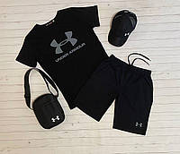 Мужской комплект Under Armour 4в1 (Футболка,шорты,кепка,барсетка)