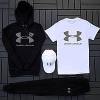 Мужской демисезонный комплект Under Armour 4в1 (Худи, штаны, футболка, кепка)