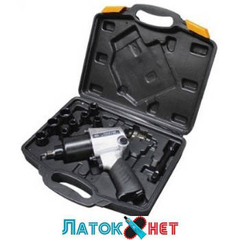 Пневмогайковерт 1/2 до 860 Нм подвійний ударний механізм із набором головок у кейсі 15272K Ampro