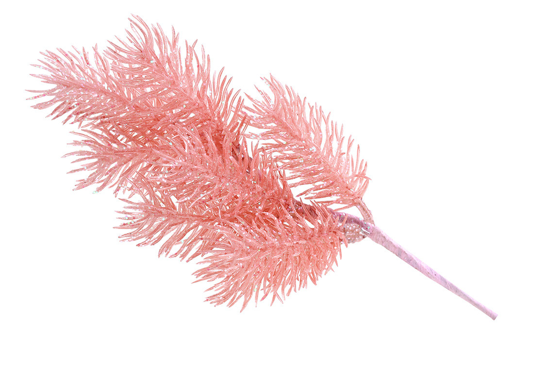 Гілка хвої 30см, колір - персиково-рожевий - 12 шт УПАКОВКА ТОВАР ВІД ВИРОБНИКА