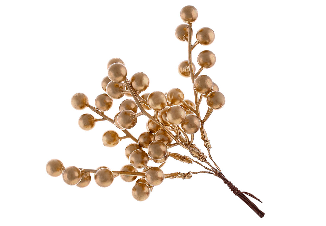 Пучок ягід 17см, колір - матове золото - 12 шт УПАКОВКА ТОВАР ВІД ВИРОБНИКА