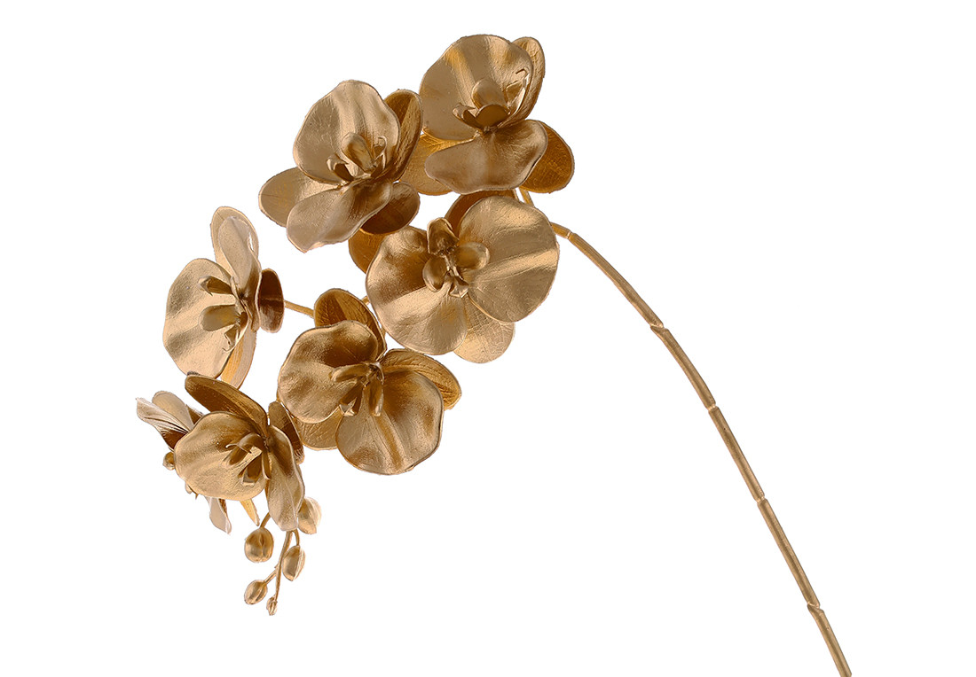 Гілка Орхідеї 60см, колір - матове золото - 12 шт УПАКОВКА ТОВАР ВІД ВИРОБНИКА