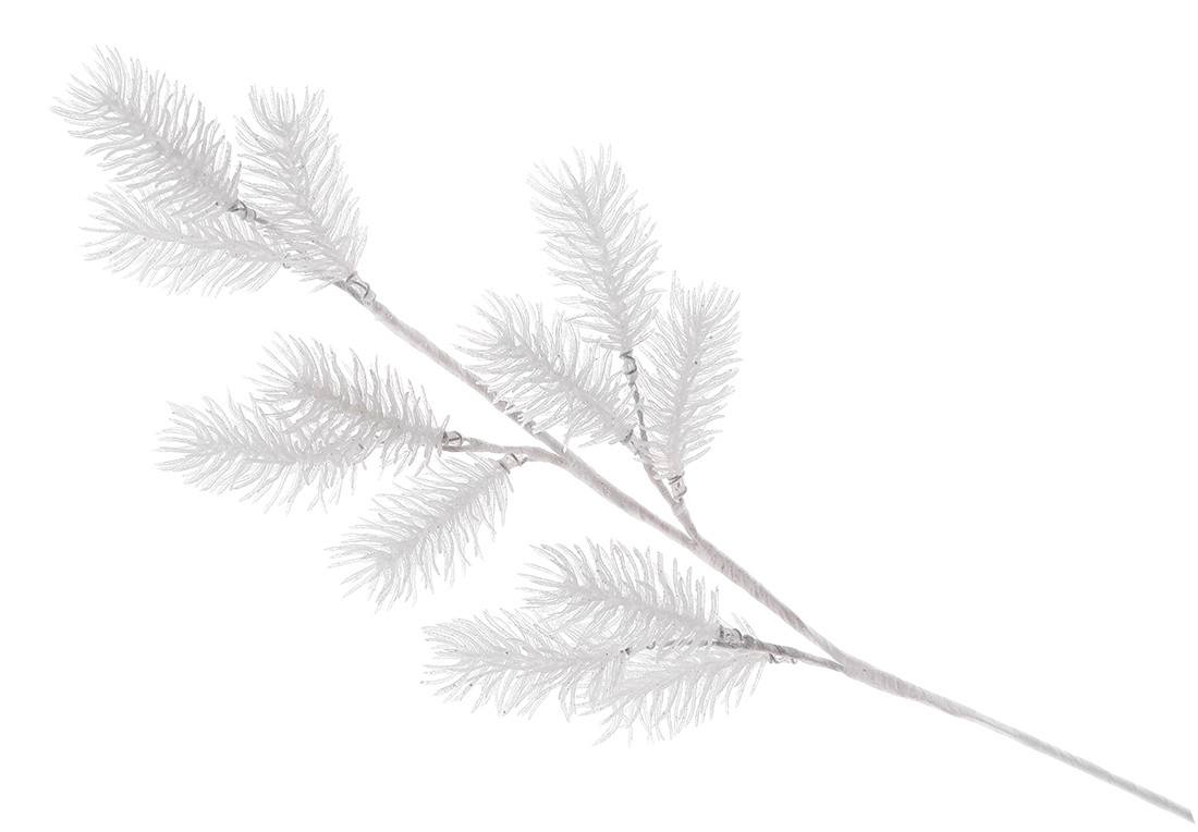 Гілка хвої 65см, колір - білий - 12 шт УПАКОВКА ТОВАР ВІД ВИРОБНИКА