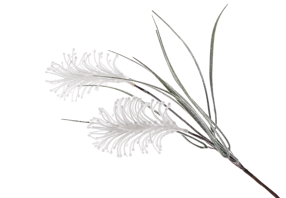 Декоративна гілка в інеї 59см, колір - зелений з білим. - 12 шт УПАКОВКА ТОВАР ВІД ВИРОБНИКА