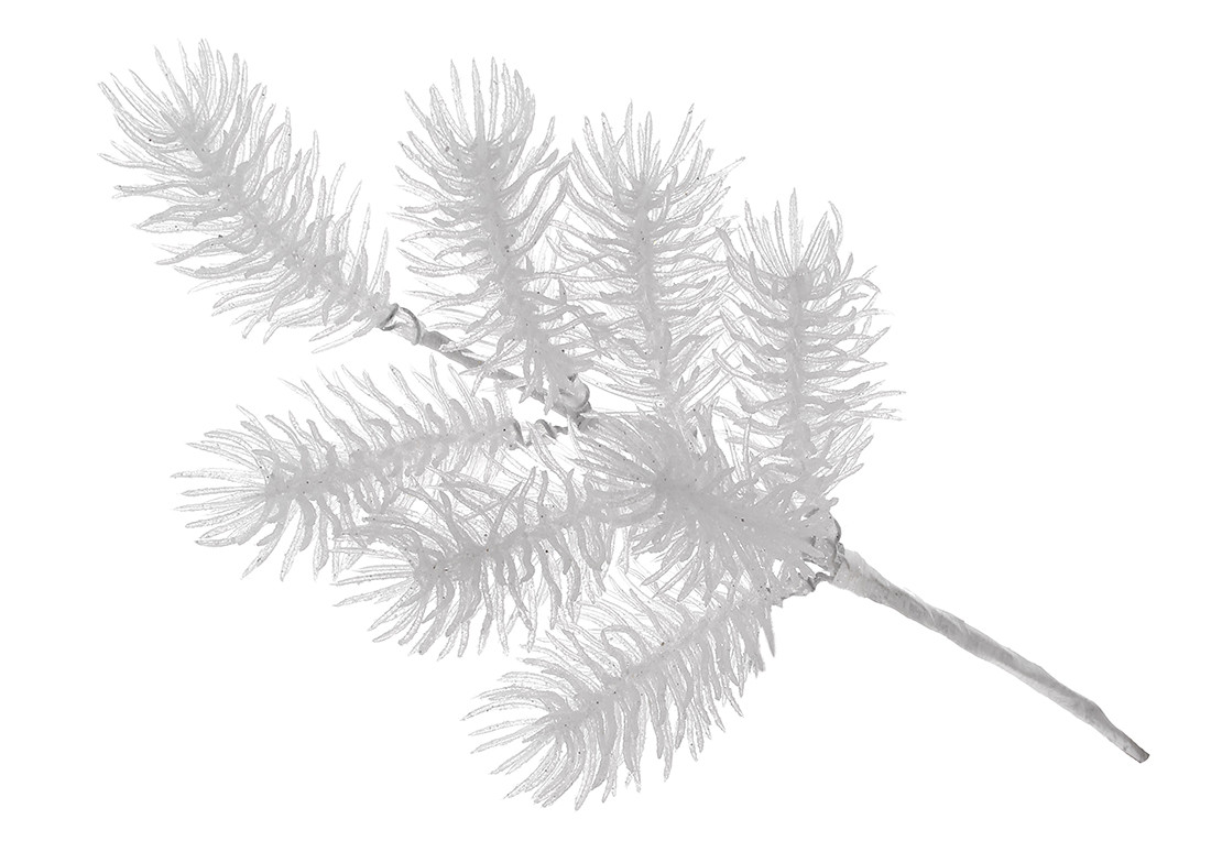 Гілка хвої 30см, колір - білий - 12 шт УПАКОВКА ТОВАР ВІД ВИРОБНИКА