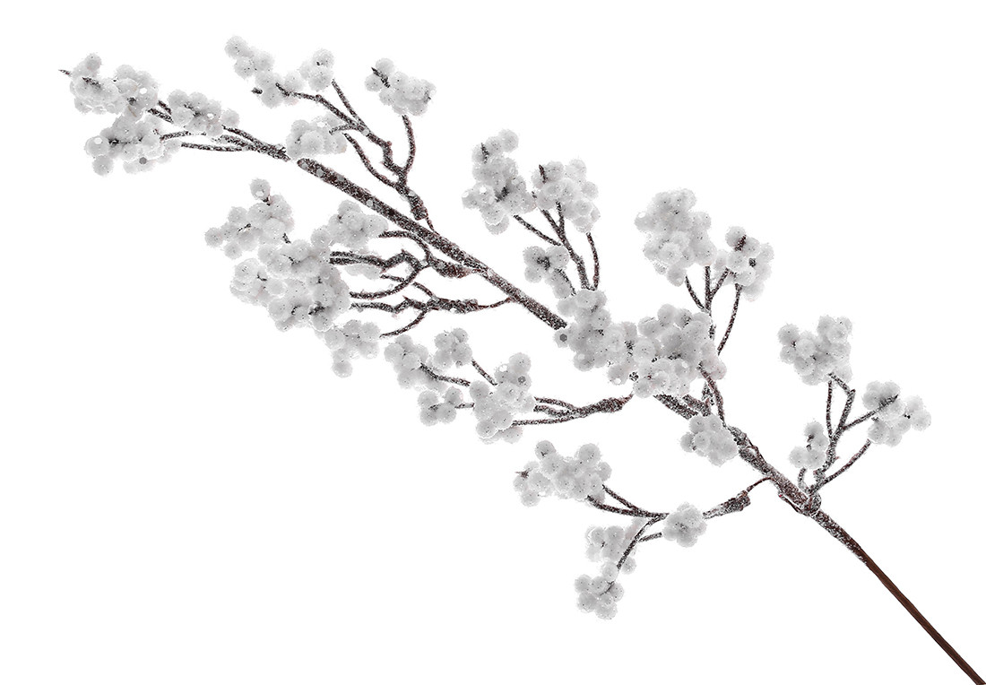 Гілка з білими ягодами в літері 57см - 12 шт УПАКОВКА ТОВАР ВІД ВИРОБНИКА
