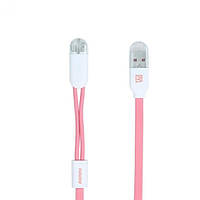 Кабель Remax RC-025t Gemini Combo 2-in-1 Lightning microUSB 1м рожевий