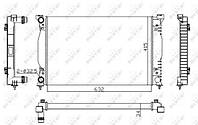 Радиатор охлаждения Audi A4 1.6-2.0/1.9/2.0TDI 00-09/Seat Exeo 08-13 (economy class) код 50539A