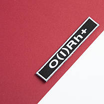 Шеврон на липучці група крові 1+ 2х12 см для позначення групи крові військова нашивка патч для одягу, фото 3