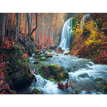 Картина за номерами Гірський Водоспад восени 40х50 RA73527 в коробці з акриловими фарбами