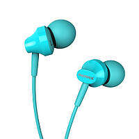 Навушники вакуумні провідні з мікрофоном Remax RM-501 блакитні