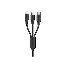 Кабель WK WDC-103th 3-в-1 Type-C Lightning MicroUSB USB 2.4А 1.15м чорний