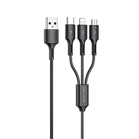 Кабель WK WDC-137 Upine Series 3-in-1 Lightning-МicroUSB-Type-C, 1.2м чорний