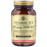 Витамин D Solgar Vitamin D3 (Cholecalciferol) 5000 IU 120 Veg Caps UQ, код: 7614620