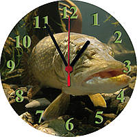 настенные часы на стекле "Рыбалка" круглые
