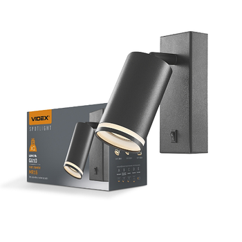LED Світильник настінний під лампу GU10 з кнопкою чорний VL-SPF05E-B Videx