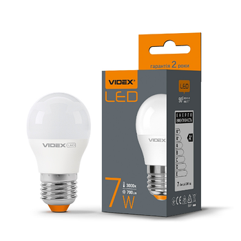 Лампа G45e 7W E27 3000K 220V LED Videx