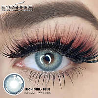 Цветные линзы для глаз, голубые Richgirl + контейнер для линз в подарок