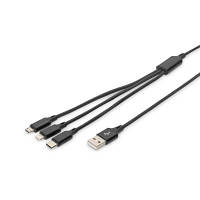 Дата кабель USB 2.0 AM to Lightning + Micro 5P + Type-C 1.0m charge only Digitus (AK-300160-010-S) - Вища