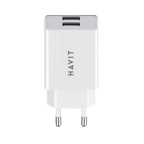 Зарядний пристрій мережевий 2USB 3,0A білий Havit HV-UC003B, фото 1