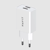 Зарядний пристрій мережевий 2USB 3,0A білий Havit HV-UC003B, фото 3