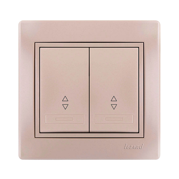 MIRA перлинно-білий перламутр Вимикач внутрішній прохідний 2кл зі вставкою Лезард