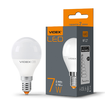 Лампа G45e 7W E14 3000K 220V LED Videx
