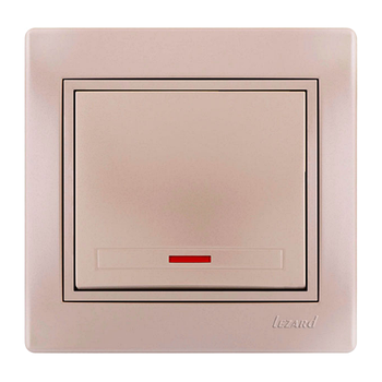 MIRA перлинно-білий перламутр Вимикач внутрішній з підсвічуванням зі вставкою Лезард