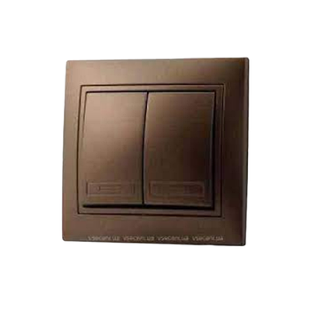 MIRA світло-коричневий перламутр Вимикач внутрішній 2кл з підсвічуванням зі вставкою Лезард
