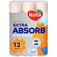 Бумажные полотенца Ruta Selecta 3 слоя 12 рулонов (4820202894254) - Вища Якість та Гарантія!
