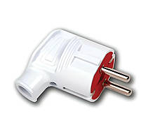 Вилка кутова з заземленням біла