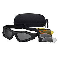 Тактичні окуляри Tactical Glasses захисні вентильовані зі змінними лінзами Чорний (TG-B)