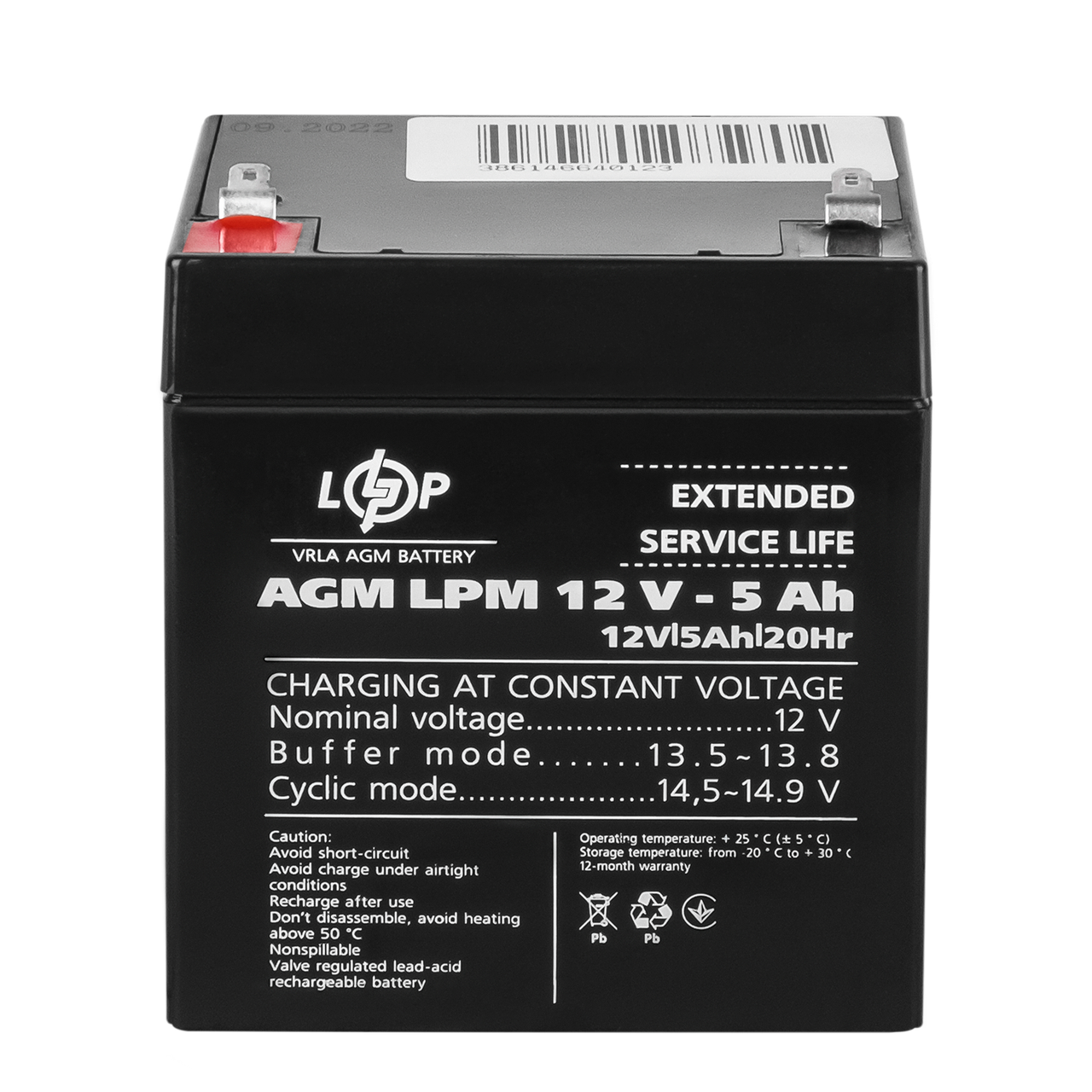 Акумулятор AGM LPM 12V - 5 Ah, фото 1