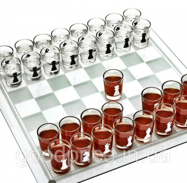 Шахматы рюмки с стеклянной доской 35х35 см подарочный набор алкогольные пьяные шахматы алкоигра - фото 5 - id-p1893739443