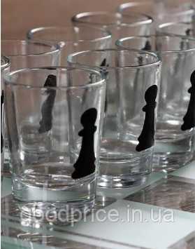 Шахматы рюмки с стеклянной доской 35х35 см подарочный набор алкогольные пьяные шахматы алкоигра - фото 3 - id-p1893739443