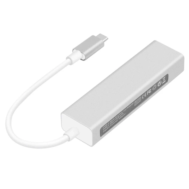 Концентратор, адаптер USB3.1 Type-C to RJ45 Gigabit (100/1000) / 3 port USB 3.0, фото 1