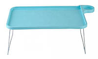 Подставка пластиковая для ноутбука на ножках с подстаканником (голубой) - Топ Продаж!