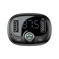 Втомобильный FM-трансмиттер (FM-модулятор) Baseus T-Complex Black (S-09) Bluetooth MP3 c функцией зарядного